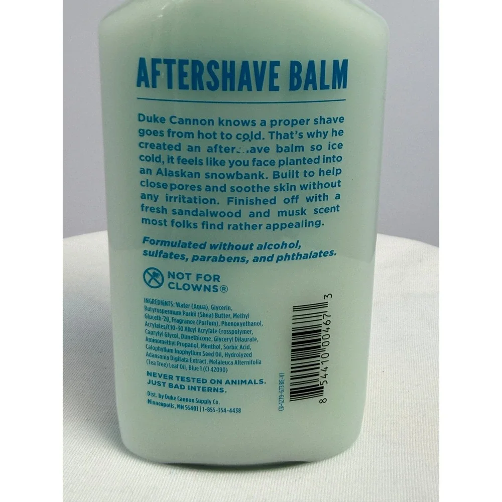 Duke Cannon Ice Cold Aftershave‎ Balm 6oz Menthol Shea Butter Alcohol Free New